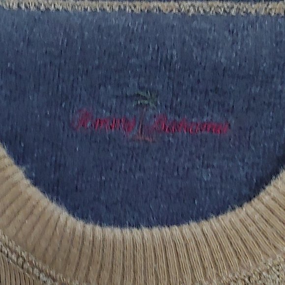 Tommy Bahama mens crewneck reversible tobacco gold and grey sweater - Picture 5 of 14